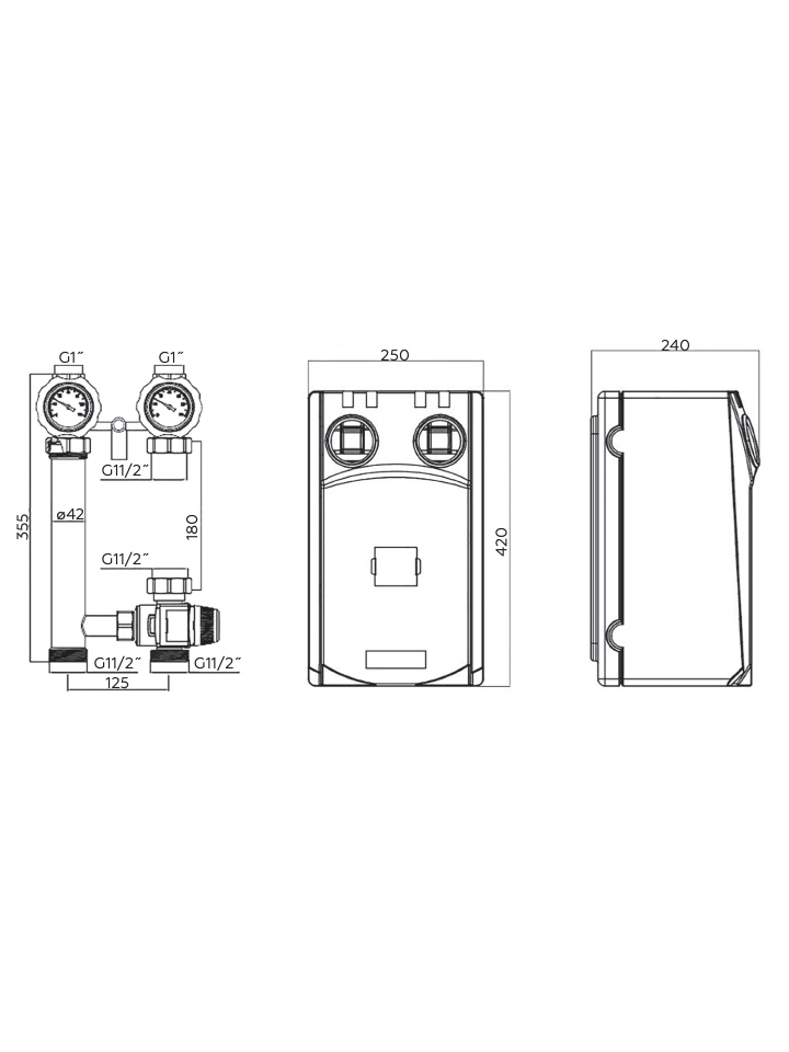 Насосная группа Rommer с термостатическим смесительным клапаном (35-60°С) 1 без насоса