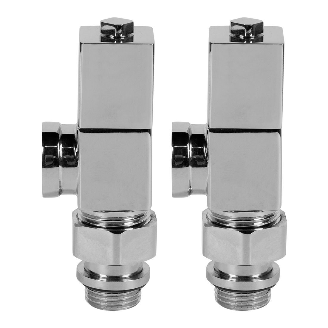 Набор дизайн-вентилей Royal Thermo CUBE 1/2 осевой (хром)