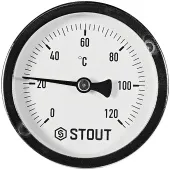 Термометр биметаллический Stout 63 мм, гильза 75 мм, 0-120С Термометр биметаллический Stout 63 мм, гильза 75 мм, 0-120С