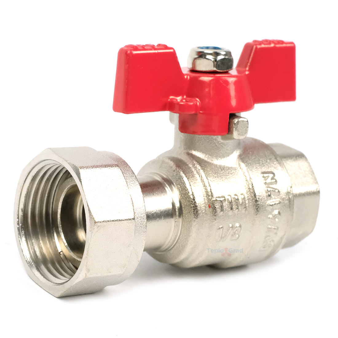 Шаровой кран TIM с накидной гайкой 1/2x3/4 ручка бабочка Шаровой кран TIM с накидной гайкой 1/2x3/4 ручка бабочка