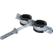 Сдвоенный хомут сантехнический 3/4" (25-29мм) со шпилькой и дюбелем