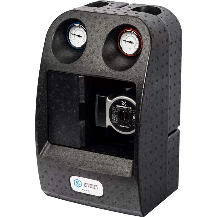 Насосная группа Stout с термостатическим смесительным клапаном 1 и насосом Grundfos UPSO 25-65