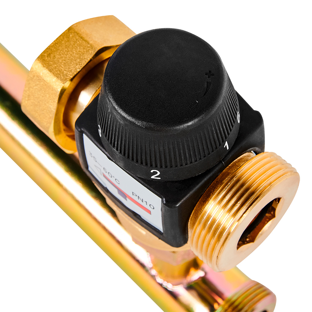 Насосная группа Rommer с термостатическим смесительным клапаном (35-60°С) 1 без насоса, левая