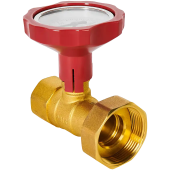 Клапан запорный латунный Rommer ВР 1 для подключения насоса, красная ручка