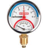 Термоманометр радиальный Rommer 80 мм, 0-6 бар, 1/2