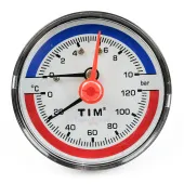 Термоманометр аксиальный TIM, корпус 63 мм, диапазон 0-10 бар, подключение 1/2 Y-63T-10