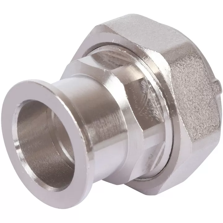 Разъемное соединение Stout с плоским уплотнением, никелированное 1"