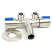 Кран угловой TIM 2 выхода 1/2 для сантехнический приборов