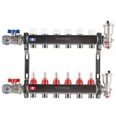 Коллектор из нержавеющей стали Rommer в сборе с расходомерами 6 выходов Коллектор из нержавеющей стали Rommer в сборе с расходомерами 6 выходов