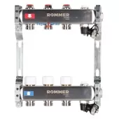 Коллектор Rommer на 3 выхода без расходомеров, с клапаном вып. воздуха и сливом Коллектор Rommer на 3 выхода без расходомеров, с клапаном вып. воздуха и сливом