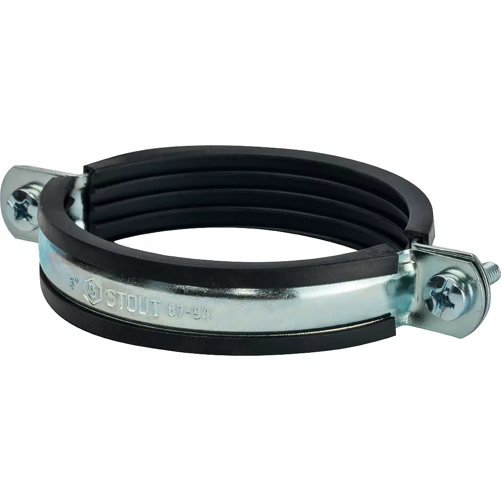 Хомут сантехнический со шпилькой и дюбелем 3" (87-94мм)