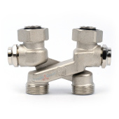 Узел нижнего подключения перекрестный Zeissler 3/4x3/4  с запорными вентелями Узел нижнего подключения перекрестный Zeissler 3/4x3/4  с запорными вентелями