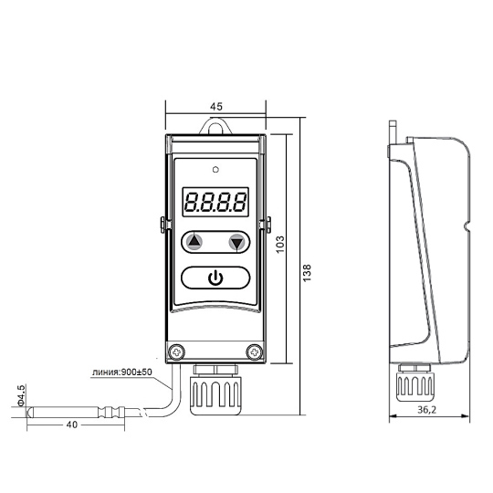 Термостат электронный Stout с выносным датчиком 5-90°С