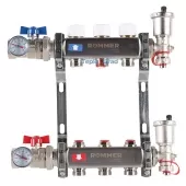 Коллектор из нержавеющей стали Rommer в сборе без расходомеров 3 выхода Коллектор из нержавеющей стали Rommer в сборе без расходомеров 3 выхода