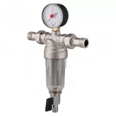 Самопромывной фильтр Tiemme 1/2 с манометром и пластиковой колбой