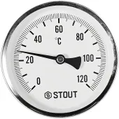Термометр биметаллический Stout 100 мм, гильза 100 мм, 0-120С Термометр биметаллический Stout 100 мм, гильза 100 мм, 0-120С