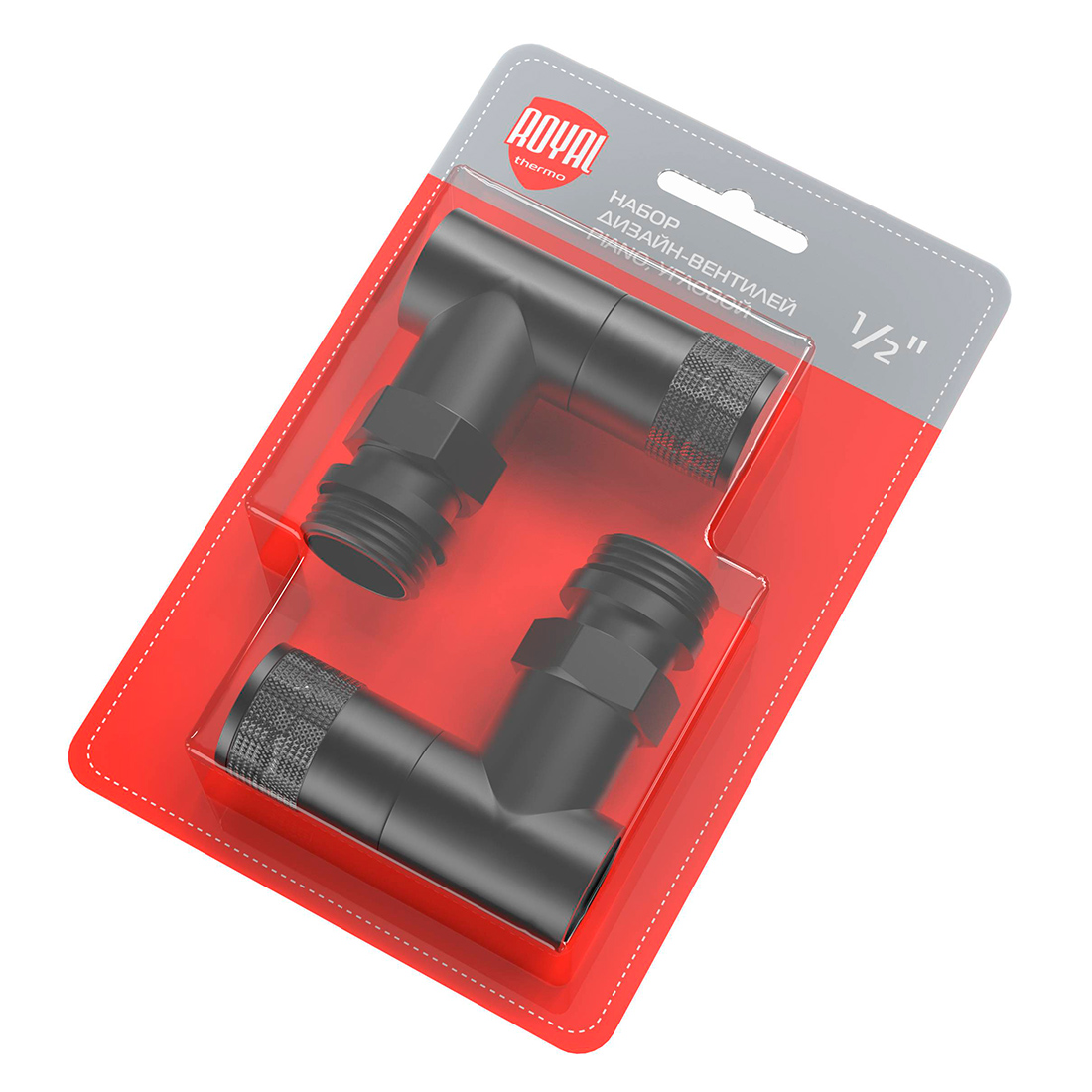 Набор дизайн-вентилей Royal Thermo PIANO 1/2 угловой (черный)