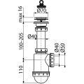 Сифон для раковины AlcaPlast A441-DN50/40 c нержавеющей решеткой