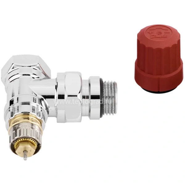 Клапан термостатический угловой Danfoss 1/2 RA-NCX хромированный