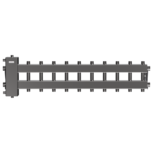 Балансировочный коллектор Gidruss BMSS-150-11DU (до 150 кВт, подкл. котла G 1 1/2, 5+5 контуров G 1, нерж. сталь)