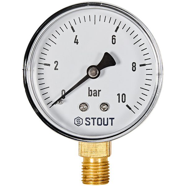 Манометр радиальный Stout 63 мм, 0-10 бар, подключение 1/4