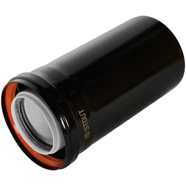 Удлинитель дымохода коаксиальный Stout 80/125 250 мм черный для конденсационных котлов