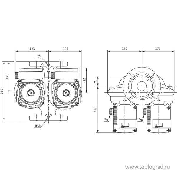 Сдвоенный циркуляционный насос Wilo TOP-SD 40/3 EM PN6/10 1x230