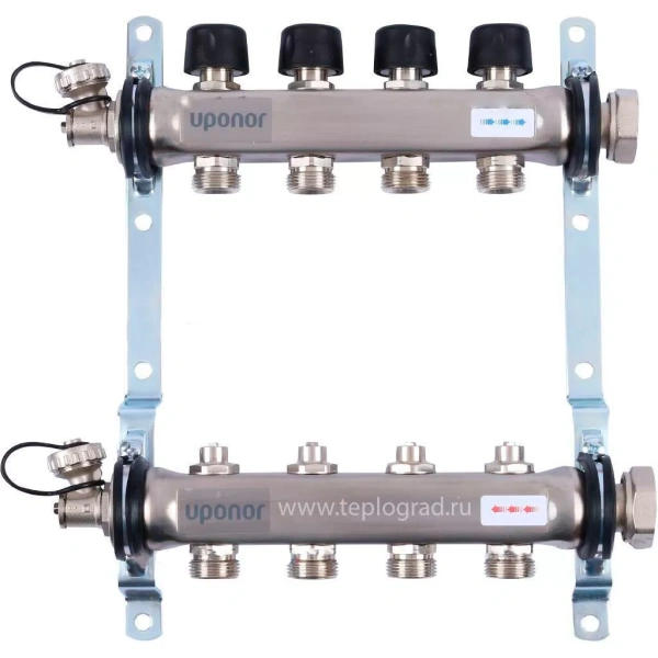 Коллектор Uponor Smart S на 2 выхода с клапанами