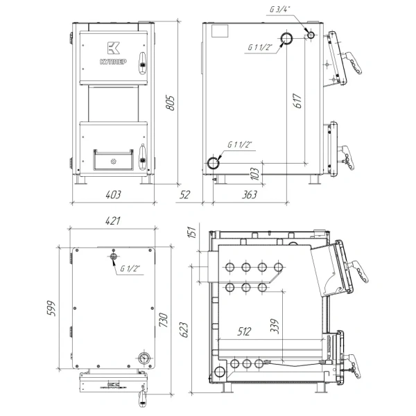 Твердотопливный котел Теплодар Куппер ОК-20 (2.0)