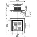 Душевой трап AlcaPlast APV3444 150x150 DN50/75 регулируемый, горизонтальный выпуск