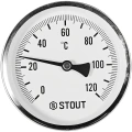 Термометр биметаллический Stout 100 мм, гильза 100 мм, 0-120С