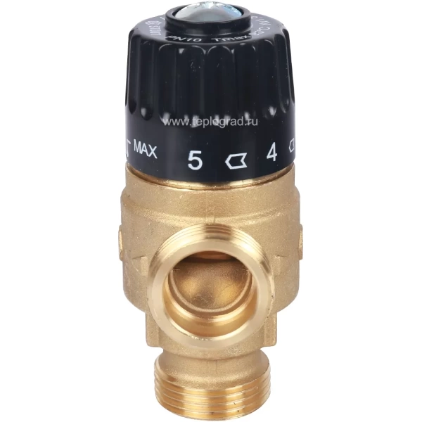 Термостатический смесительный клапан Stout 3/4 НР 30-65°С KVs 1.8 с центральным смешиванием