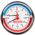 Термоманометр аксиальный Rommer 80 мм, 0-4 бар, 1/2