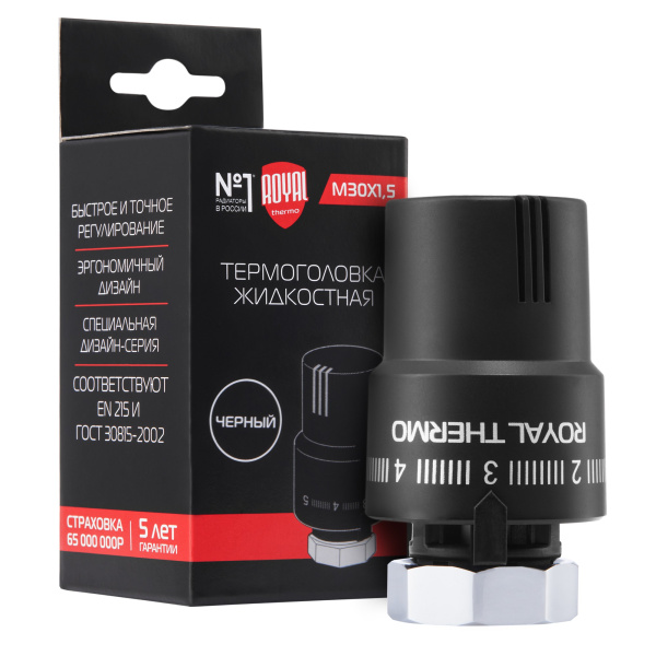 Термостатическая головка Royal Thermo М30x1,5 черная RTO 08.03