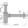 Сифон для раковины AlcaPlast A400 Design цельнометаллический, круглый