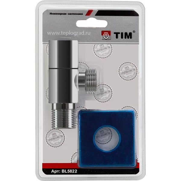 Кран шаровой угловой TIM BL5822 для бытовой техники 1/2x1/2