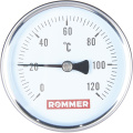 Термометр биметаллический с погружной гильзой Rommer, корпус 80 мм, гильза 100 мм