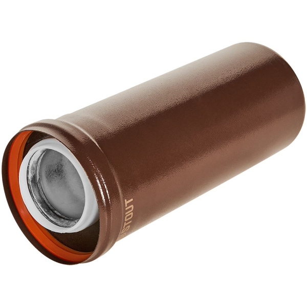 Удлинитель дымохода коаксиальный Stout 60/100 250 мм коричневый для конденсационных котлов