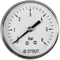 Манометр аксиальный Stout 50 мм, 0-6 бар, подключение 1/4