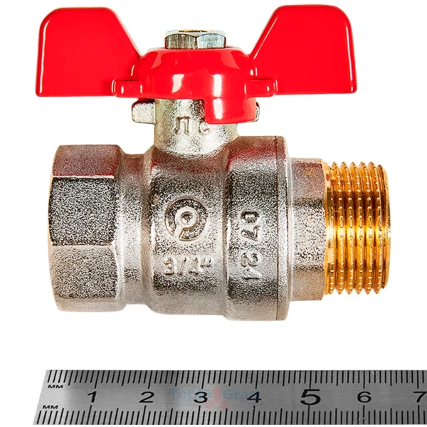 Кран шаровой Rommer НВ 3/4, ручка бабочка