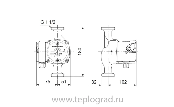 Циркуляционный насос Grundfos UPS 25-50 180