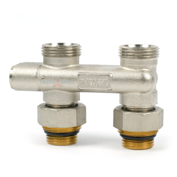 Узел нижнего подключения перекрестный Zeissler 3/4x1/2 с запорными вентилями
