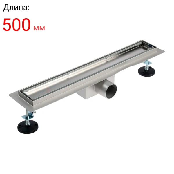 Душевой лоток TIM с решеткой под кладку плитки (сухой + гидрозатвор) (70*500мм)