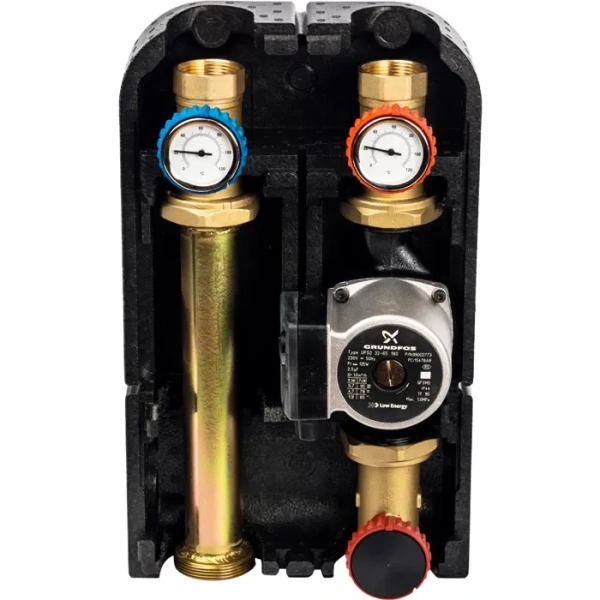 Насосная группа Stout с прямым контуром 1 1/4 с насосом Grundfos UPSO 32-65 в теплоизоляции
