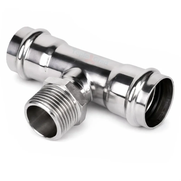 Пресс-тройник НР 22x1/2x22 TIM из нержавеющей стали