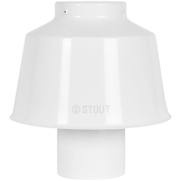 Оголовок вертикальный Stout Dn 80 с ветрозащитой белый широкий