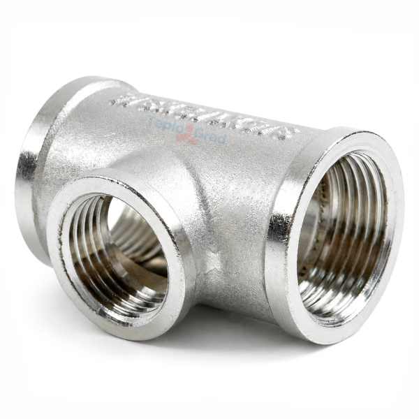 Тройник 3/4x1/2x3/4 ВВВ никелированный Zeissler