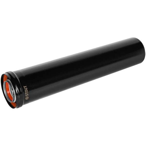 Удлинитель дымохода коаксиальный Stout 60/100 500 мм черный