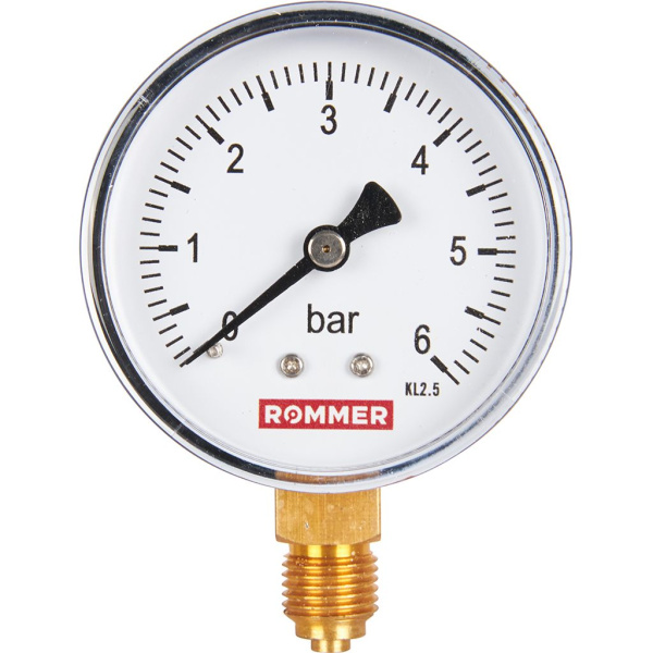 Манометр радиальный Rommer 63 мм, 0-6 бар, 1/4