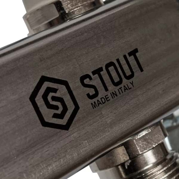 Коллектор из нержавеющей стали Stout для радиаторной разводки на 6 выходов